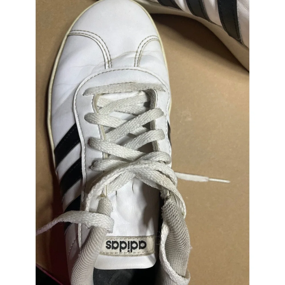 Adidas VL Court 2.0 White Black Low Top Sneakers‎ DB1831 Mens 5 Womens 6.5